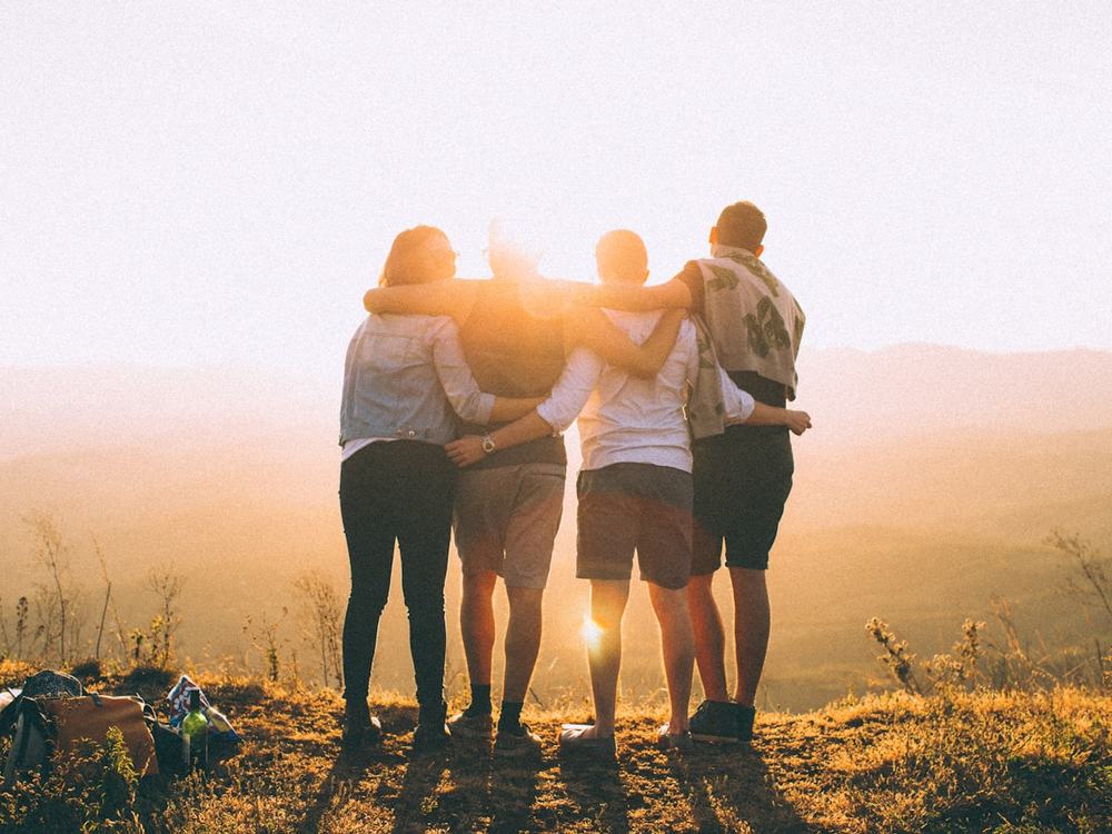 Friends gathering outdoors