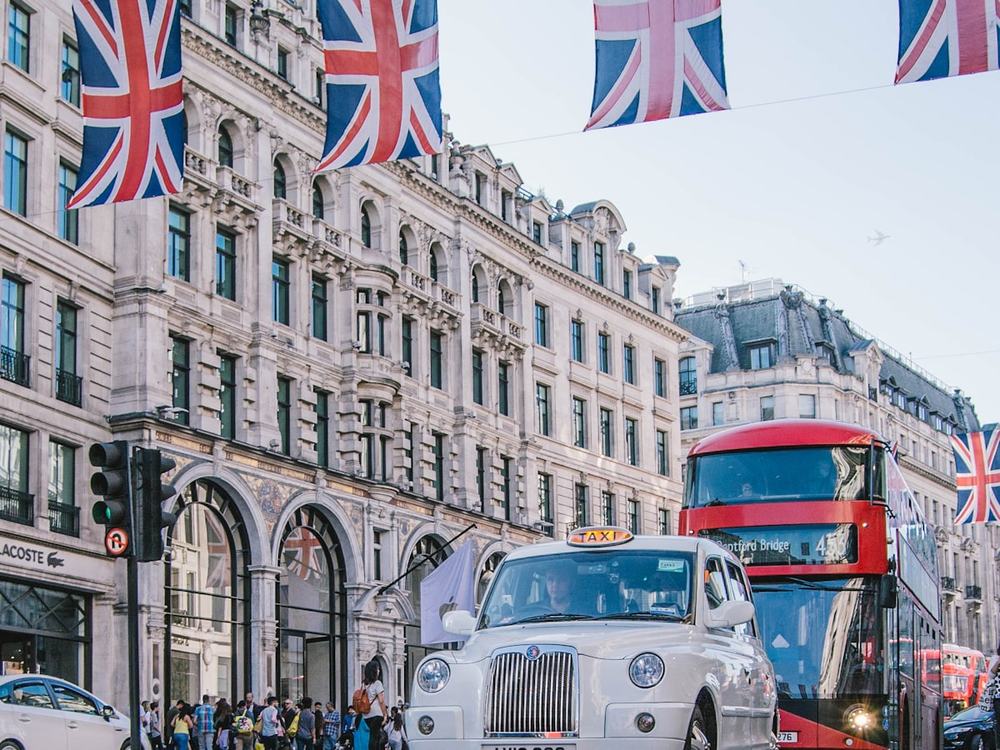 London street with red bus